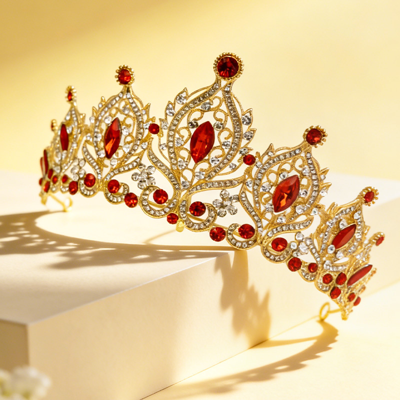 Women'S Red Accessories - Zinklegierung Strass Barocke Krone Rotes Braut-Haaraccessoire
