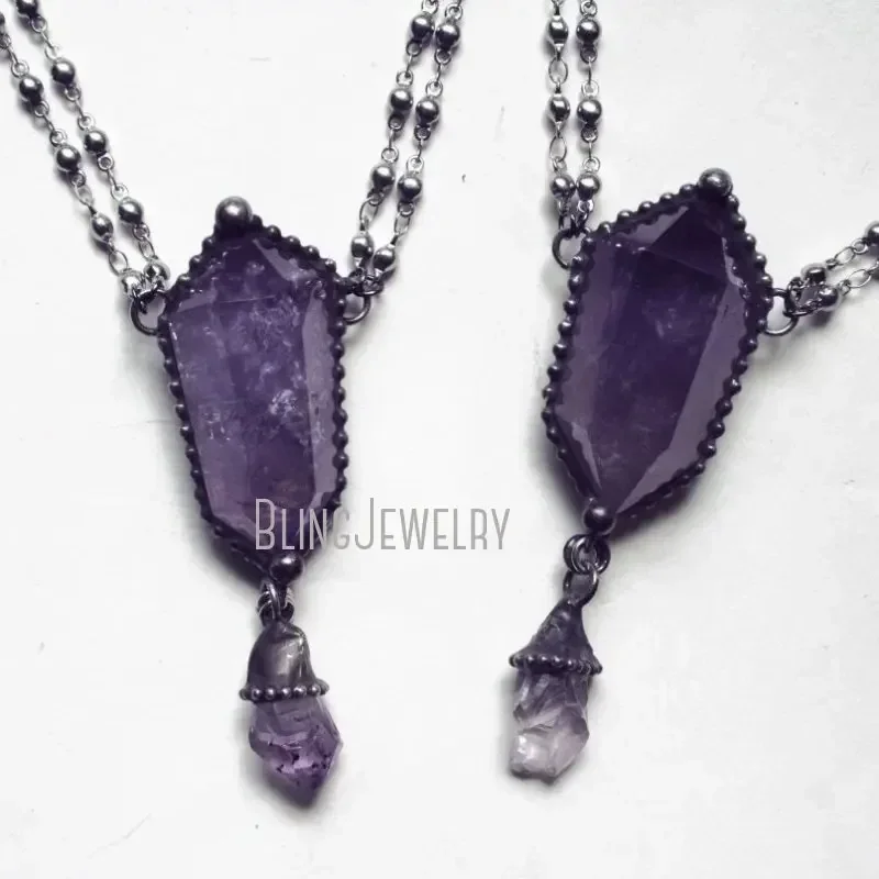 Women'S Emo Accessories - 10 Stück Amethyst-Kristall-Halskette Talisman Wicca Hexen