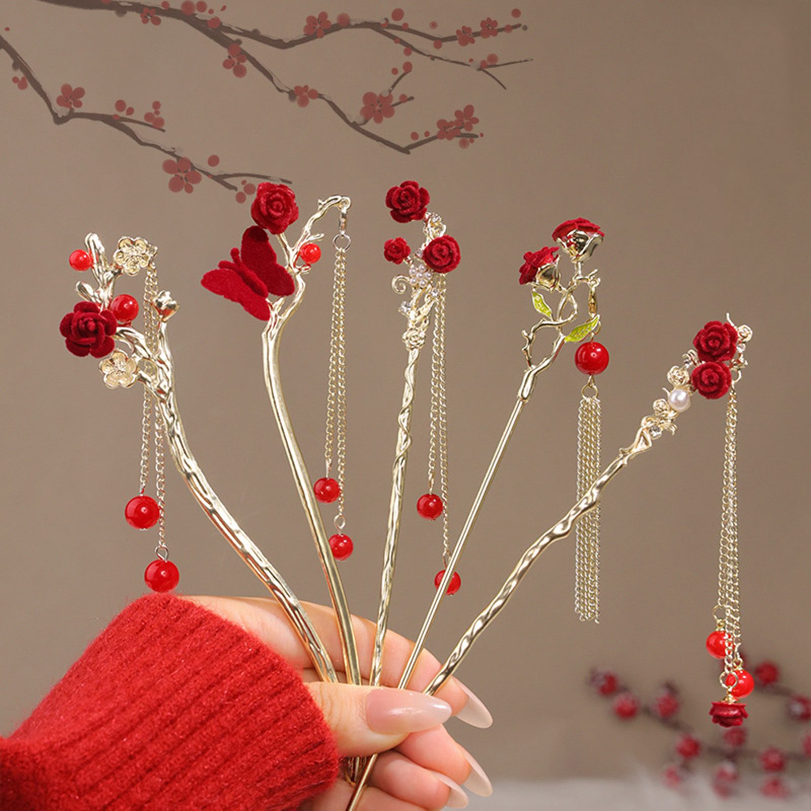 Haarnadel im chinesischen Stil – Women'S Red Accessories Bewertung und Preis