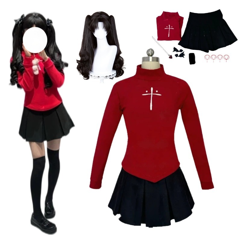 Anime Tohsaka Rin Cosplay Kost – Women'S Red Accessories Bewertung und Preis